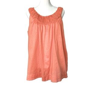 Talbots Peach Gathered/Pleat Neck Sleeveless Cotton Blouse/Tank (Size 14)